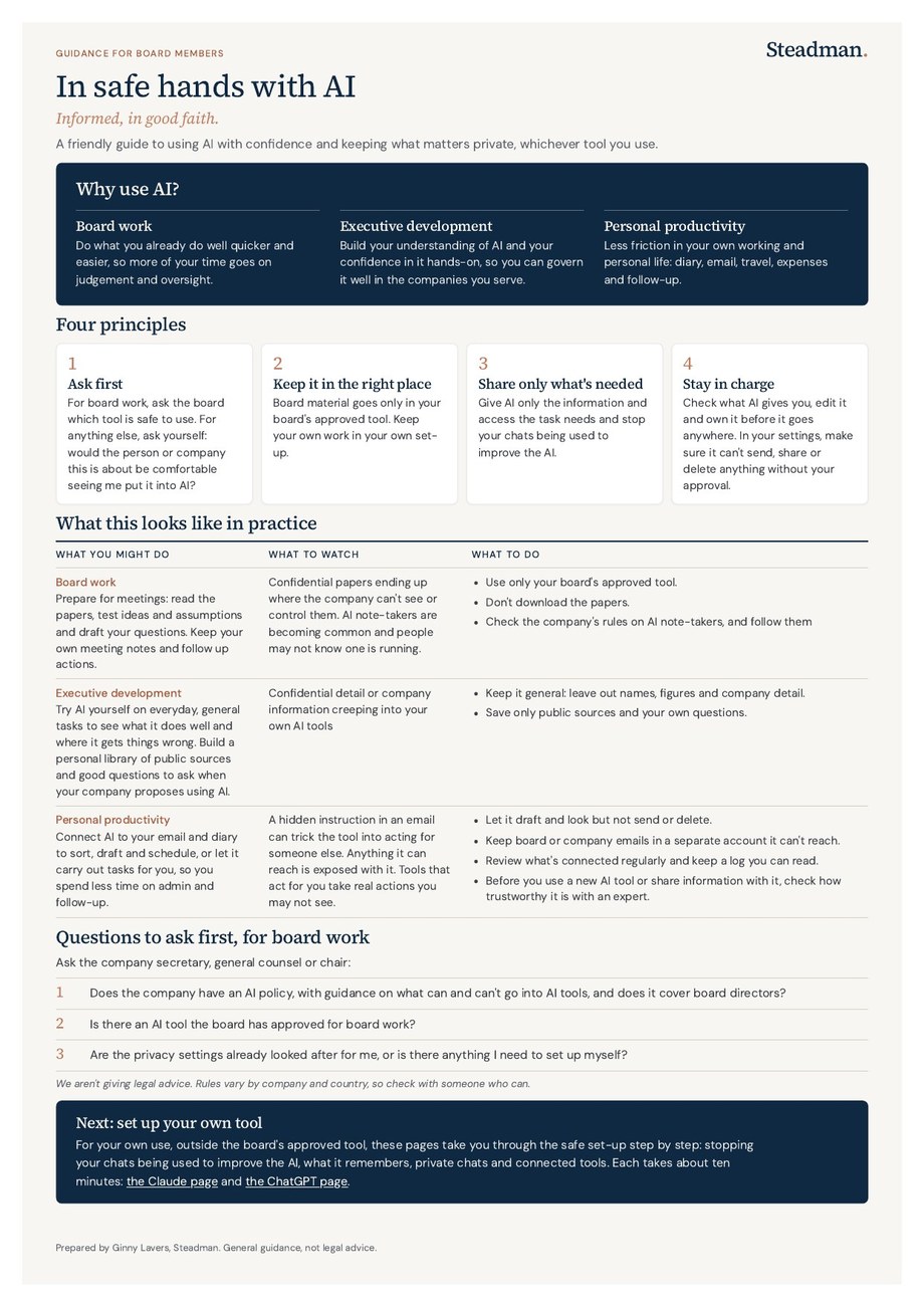 In safe hands with AI: the one-page guide (opens the PDF)