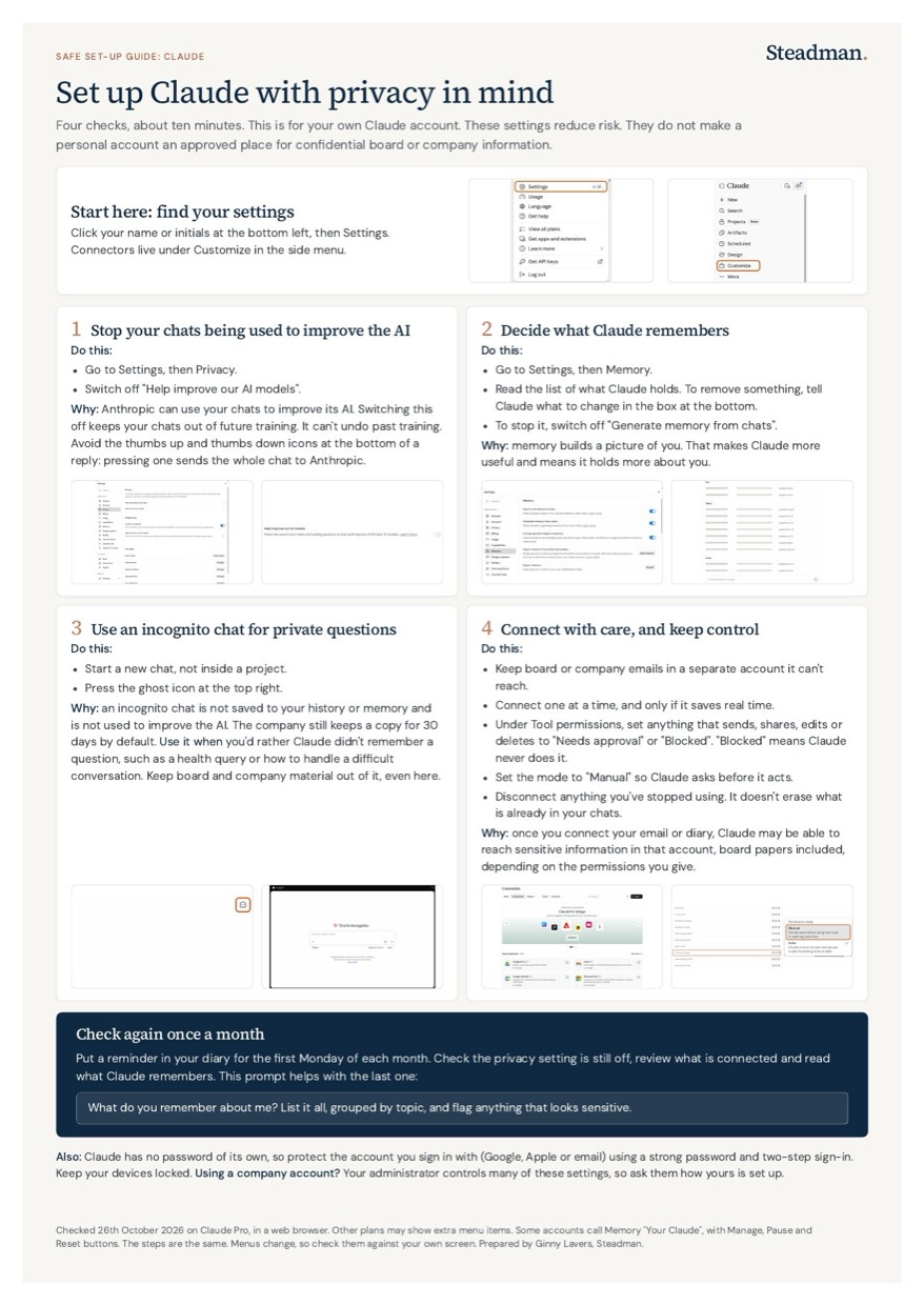 Safe set-up guide for Claude: the one-page guide (opens the PDF)