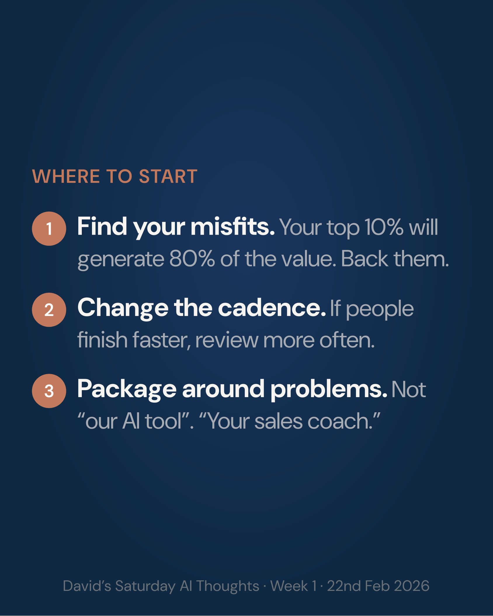 Where to start: three action items.