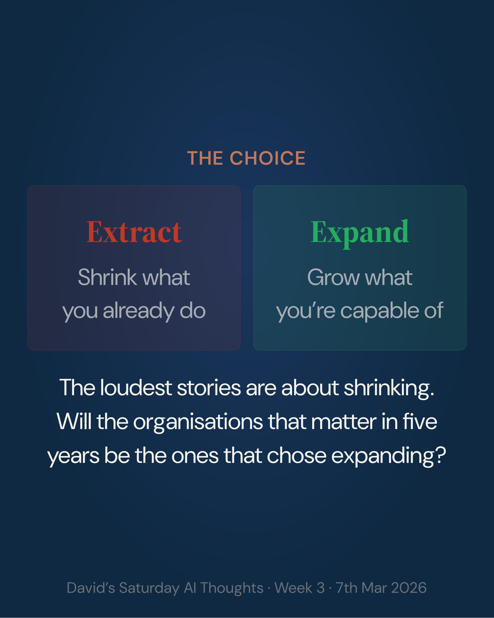The choice: Extract or Expand.