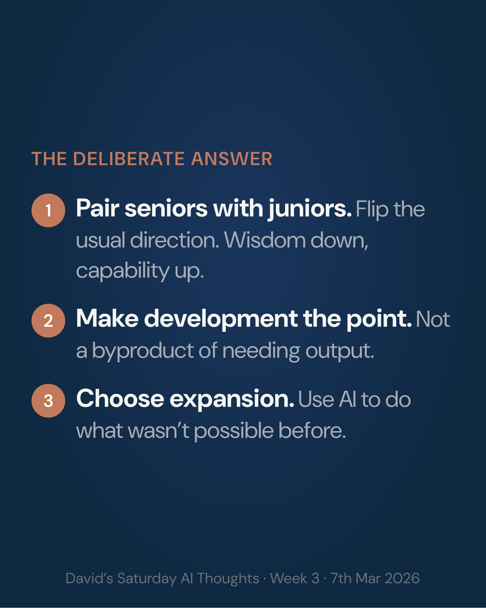 The deliberate answer: three action items.