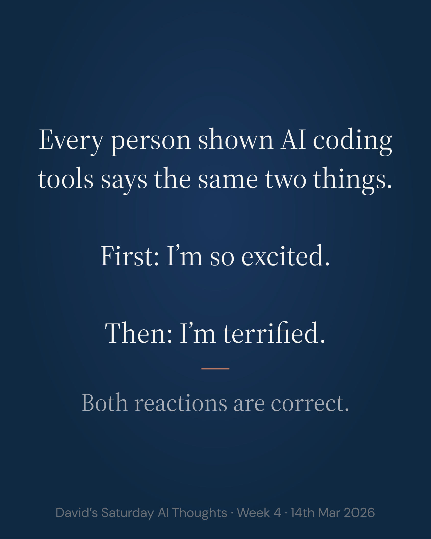 Every person shown AI coding tools says the same two things.