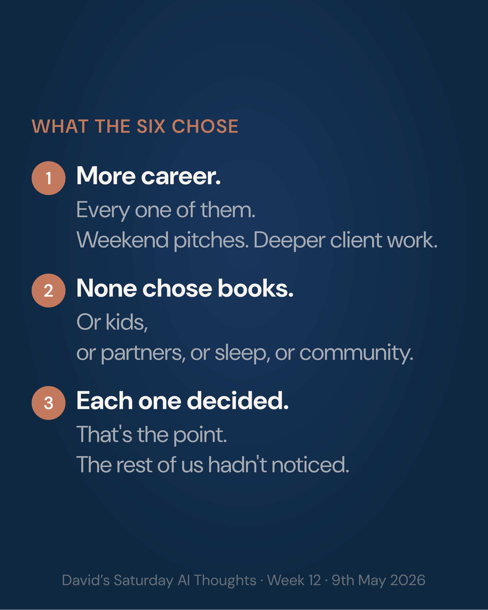 Slide 7: What the six chose
